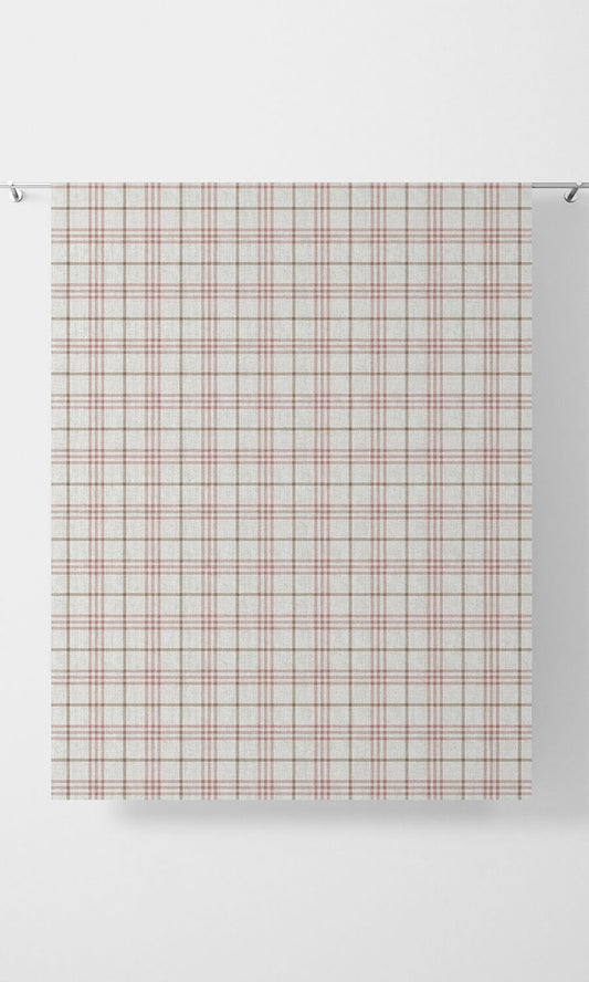 Modern Check Patterned Home Décor Fabric Sample (White/ Pink/ Red)