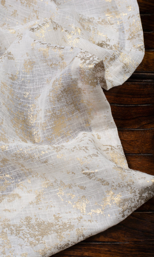 Textured Semi-Sheer Home Décor Fabric Sample (Cream/ Golden)