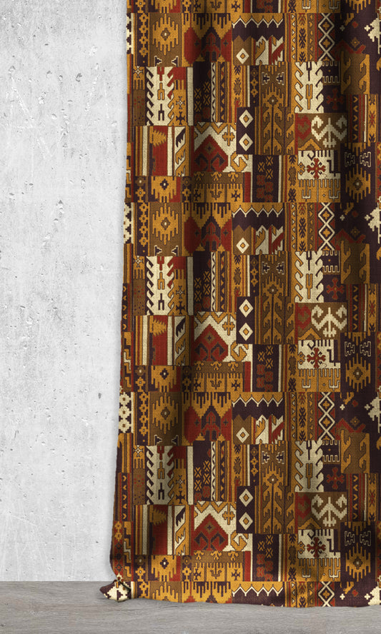 Kilim-Style Home Décor Fabric Sample (Red/ Yellow/ Brown)