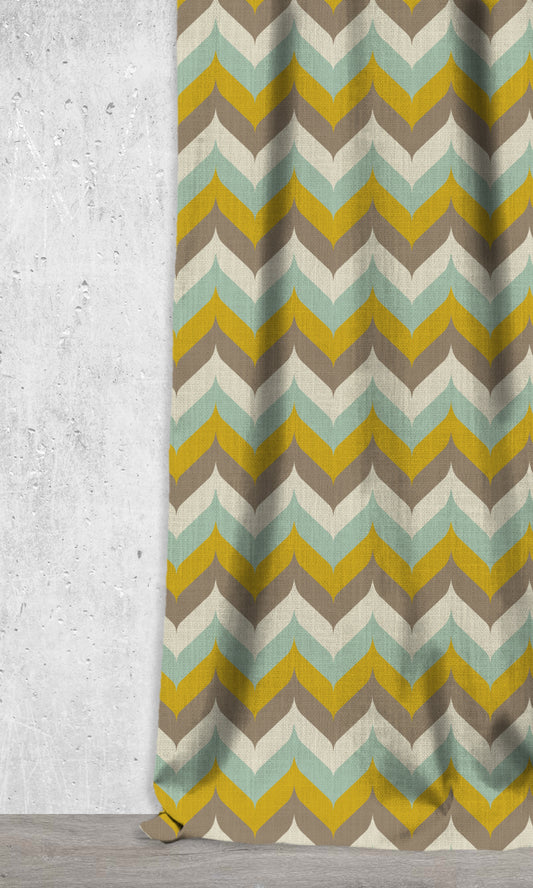 Bespoke Printed Home Décor Fabric By the Metre (Yellow/ Blue/ Brown)