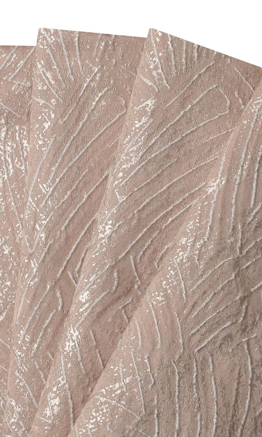 Self-Patterned Poly-Cotton Curtains (Blush Pink)