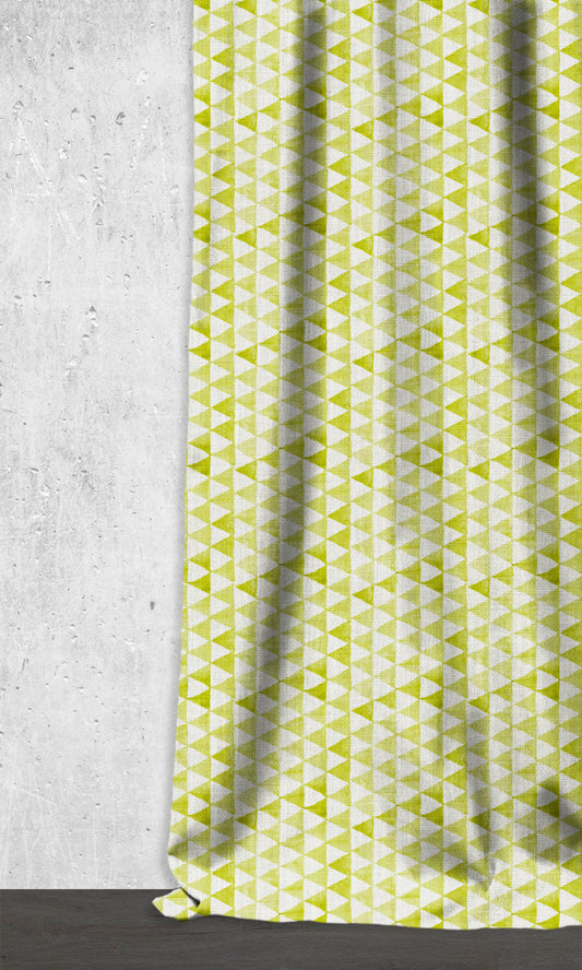 Custom Triagonal Home Décor Fabric By the Metre (White/ Green)