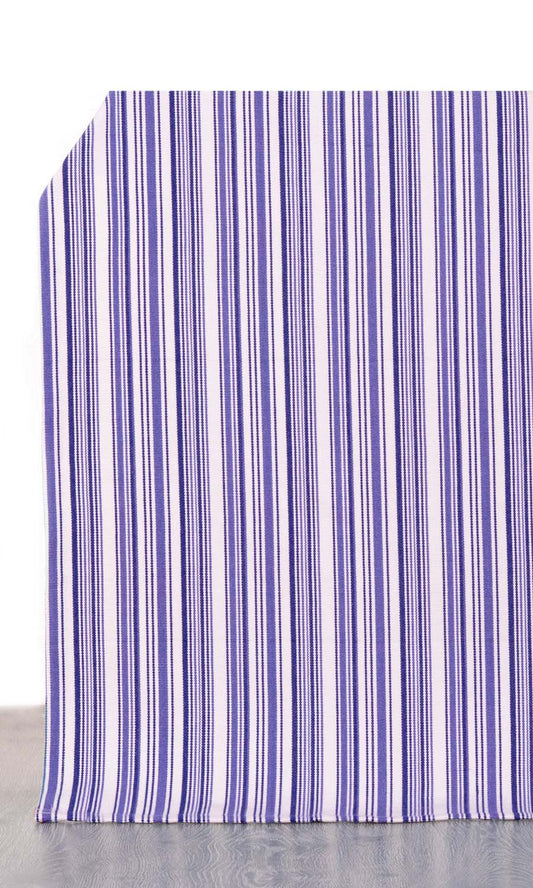 Striped Cotton Curtains (Violet/ Purple/ White)