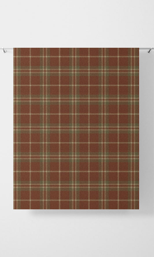 Custom Check Print Home Décor Fabric Sample (Brick Red/ Green)