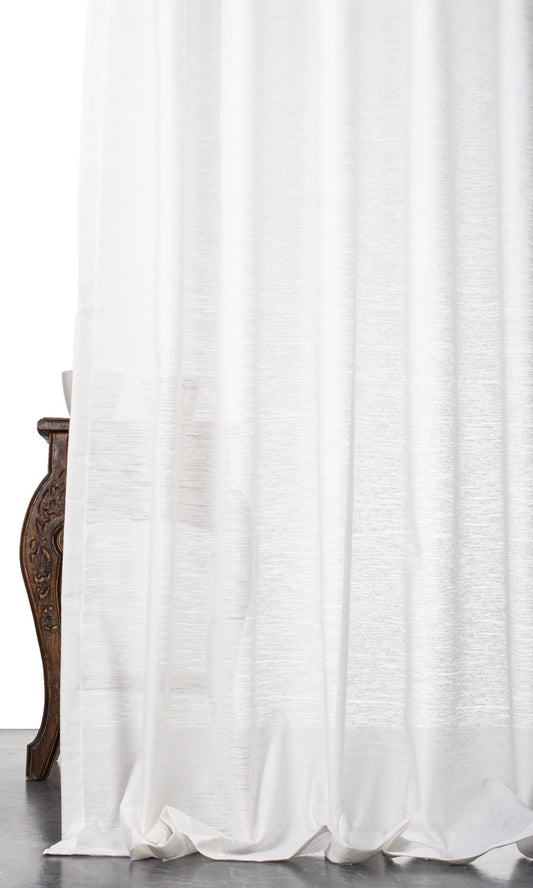 Textured Semi-Sheer Window Curtains (White)