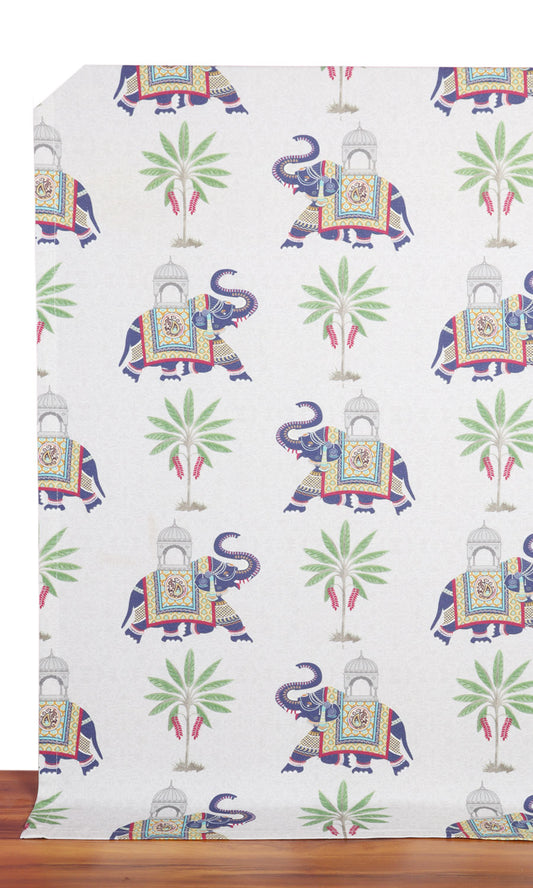 Cotton Printed Drapes (White/ Grey/ Purple)