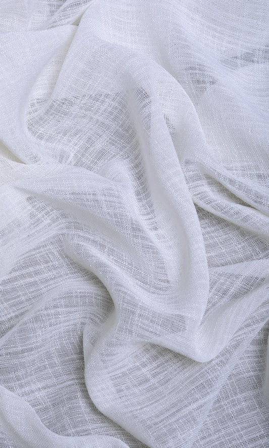 Linen White Sheer Home Décor Fabric Sample (White/ Ivory)