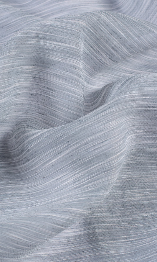 Textured Sheer Curtain Panels (Grey/ Blue)