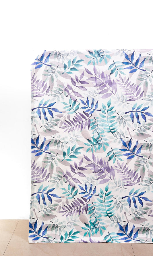 Floral Cotton Drapes (Purple/ Blue/ Gray)