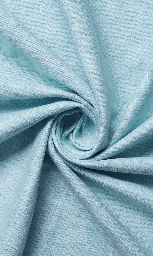 Blue Cotton Blend Custom Drapery (Light Blue)