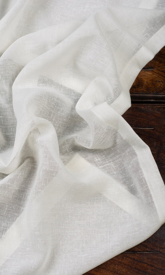 Plain Linen-Texture Sheer Home Décor Fabric By the Metre (White)