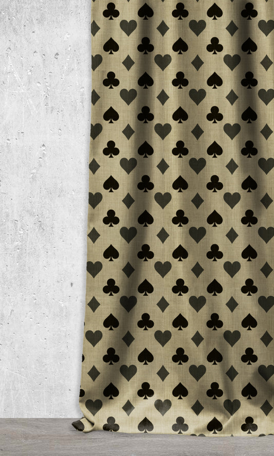 Modern Geo Print Curtains (Black/ Khaki Brown)