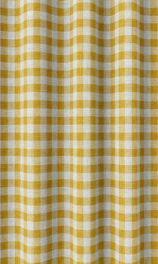 Check Patterned Drapes (Deep Yellow/ White)