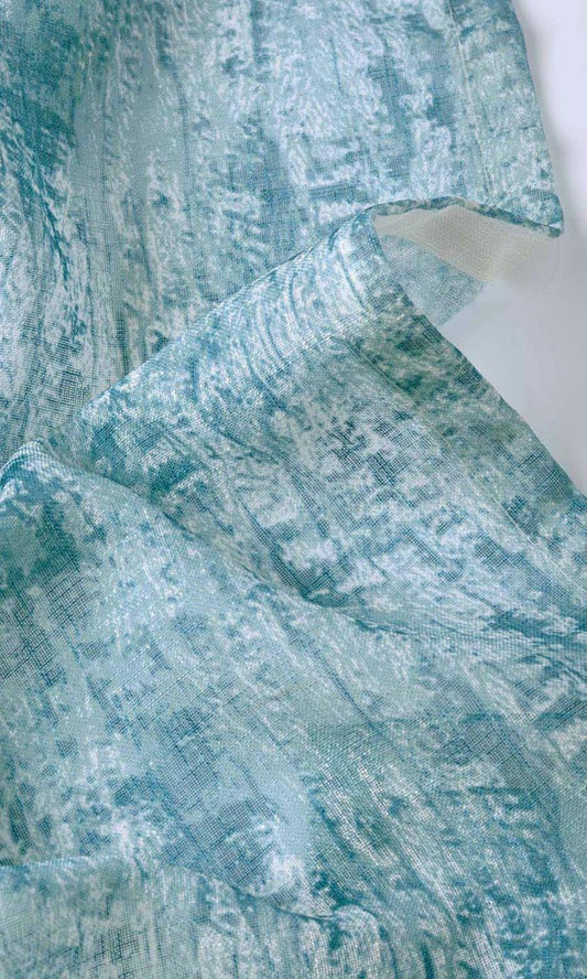 Textured Sheer Curtain Panels (Teal Blue)