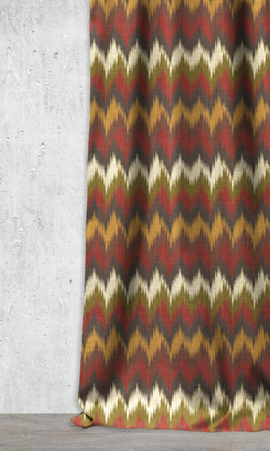 Chevron Ikat Home Décor Fabric Sample (Yellow/ Red/ Green/ Grey)