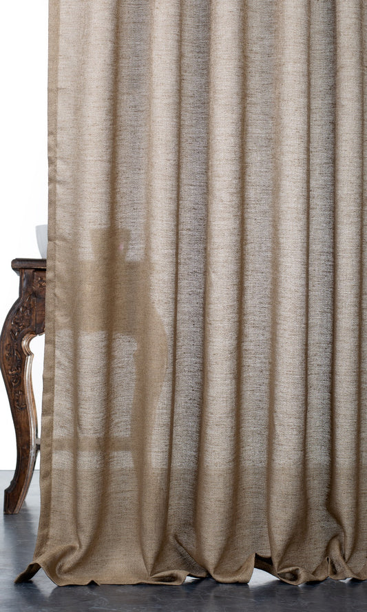 Textured Semi-Sheer Curtains (Caramel Brown)