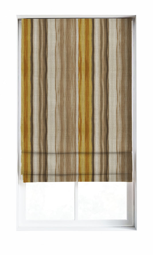 Watercolor Effect Striped Home Décor Fabric Sample (Yellow/ Brown)