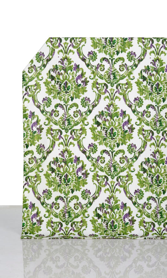 Damask Patterned Drapes (Green/ Purple)