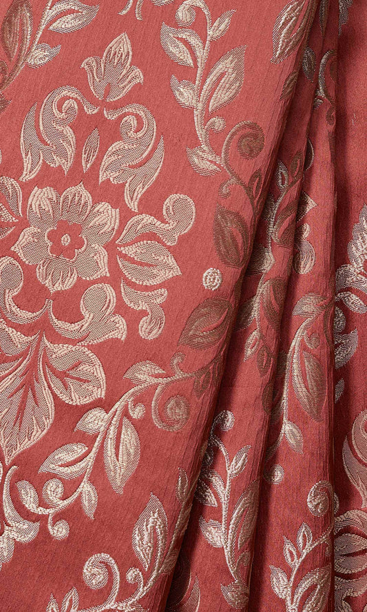 Red Damask Pattern Curtain Panels (Red/ Orange)