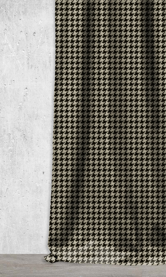 Geometrical Print Home Décor Fabric By the Metre (Black/ Stone Grey)