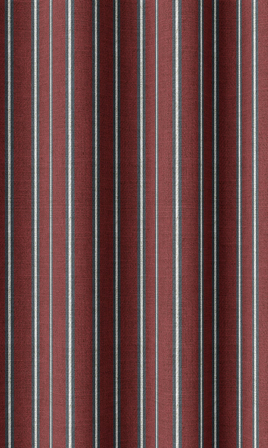 Modern Striped Custom Home Décor Fabric Sample (Slate Grey/ Red)