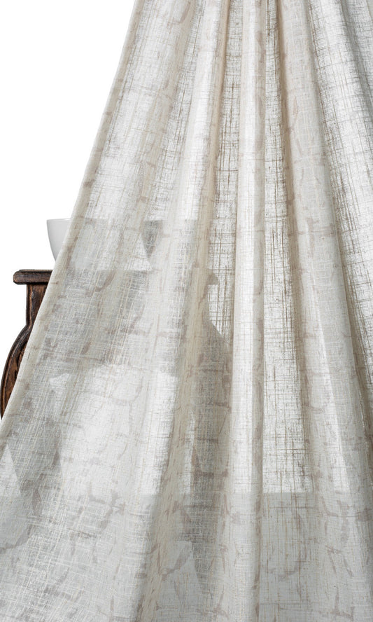 Abstract Patterned Sheer Curtains (White/ Pale Beige)