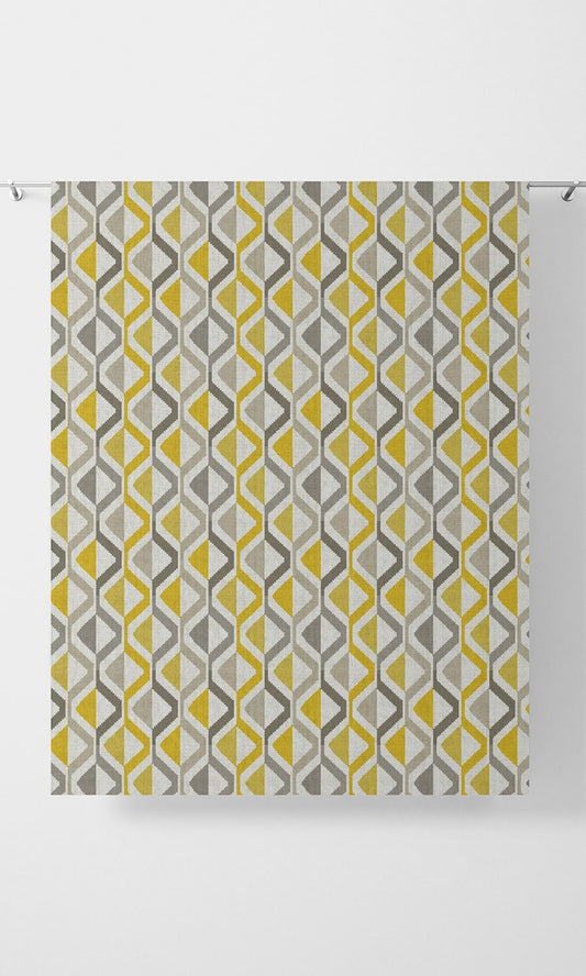 Geometric Striped Home Décor Fabric Sample (Yellow/ Grey)