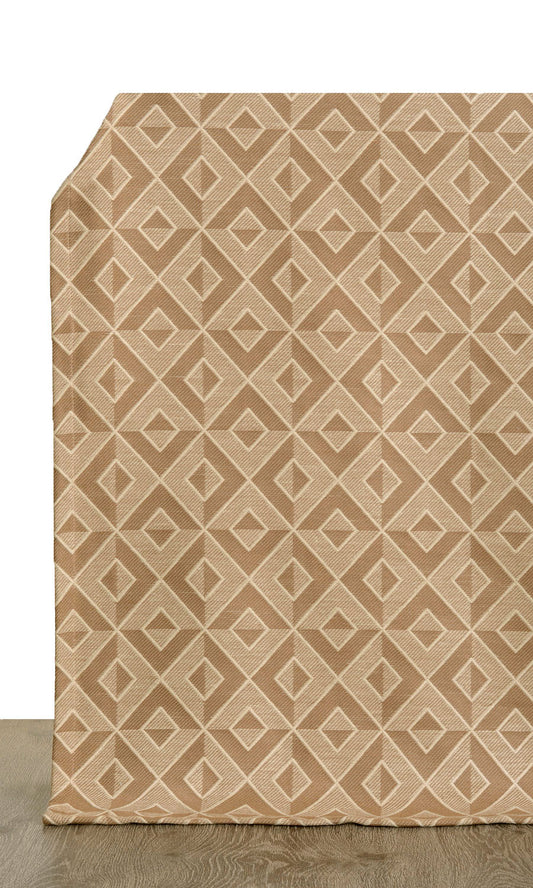 Woven Diamond Print Home Décor Fabric By the Metre (Pale Tan/ Brown/ Beige)