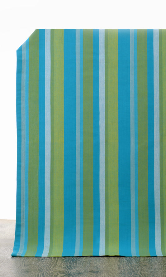 Made to Measure Cotton Drapes (Green/ Blue)