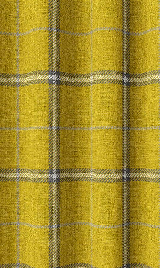 Check Patterned Window Curtains (Yellow)