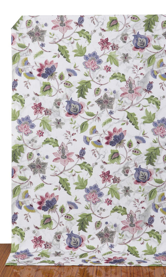 Floral Cotton Drapes (Purple/ Pink/ Green)