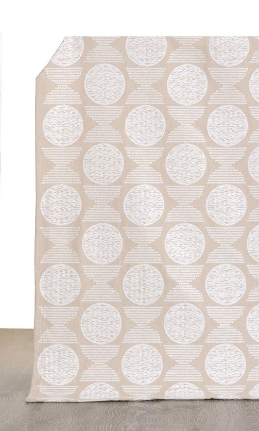 Geometric Patterned Curtains (Oatmeal Beige/ White)