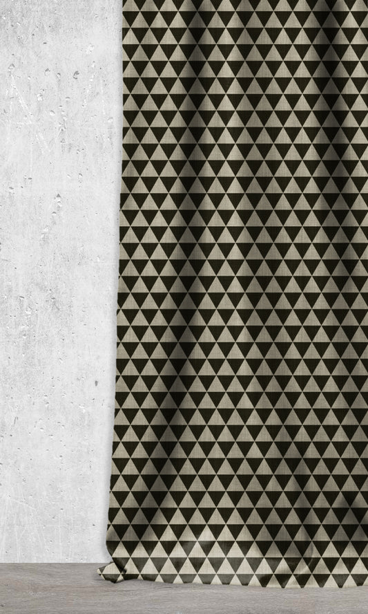 Geometrical Print Home Décor Fabric Sample (Black/ Stone Grey)