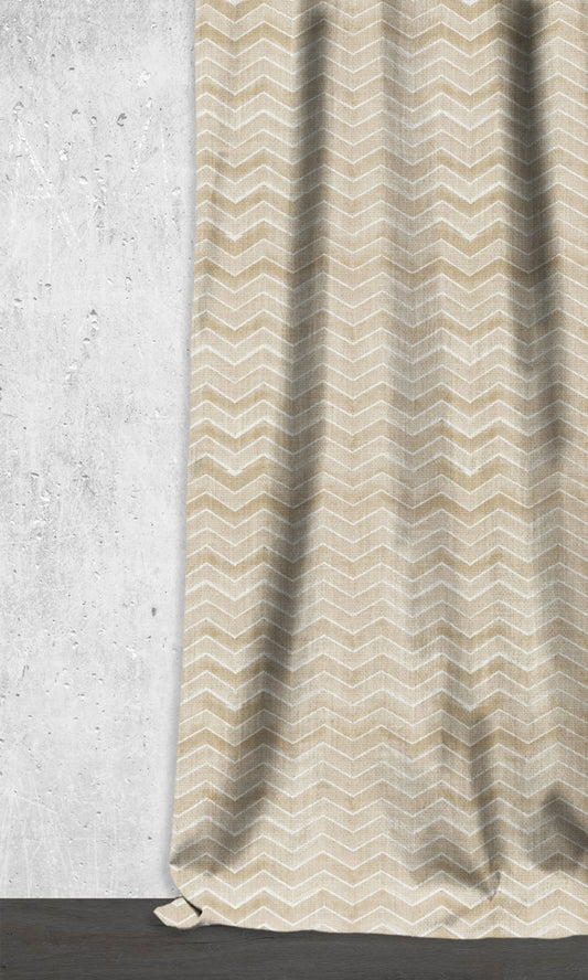 Chevron Print Drapes (Eggshell White/ Pale Brown)