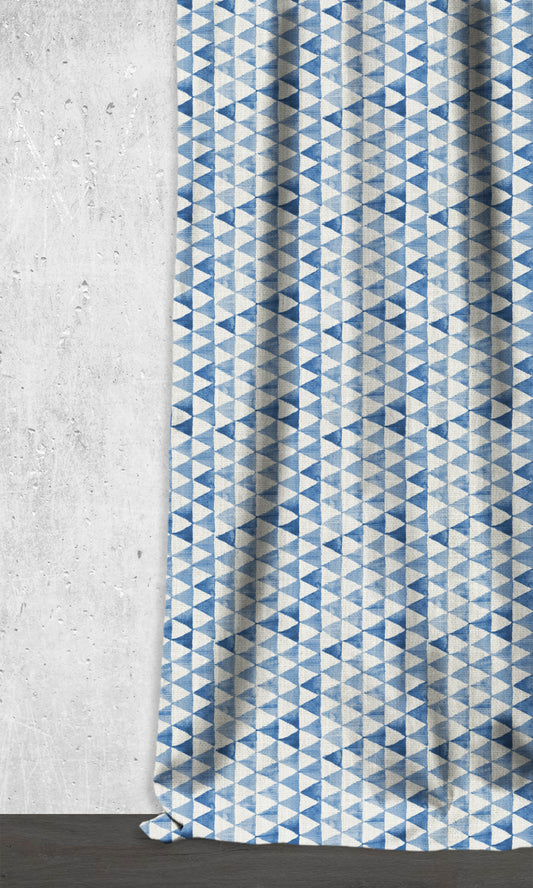 Custom Triagonal Home Décor Fabric Sample (Eggshell White/ Blue)