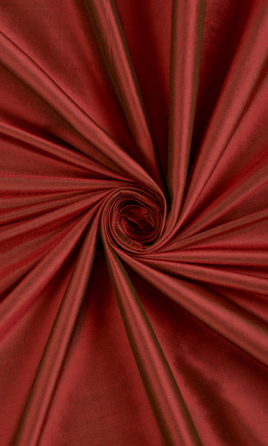 Plain Shantung Silk Custom Home Décor Fabric By the Metre (Copper Red)