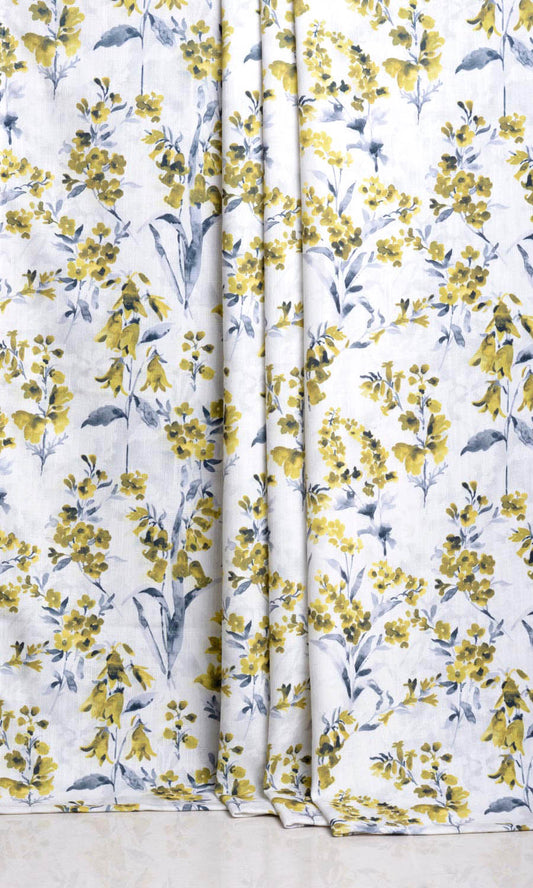 Floral Print Home Décor Fabric Sample (Yellow/ Gray)