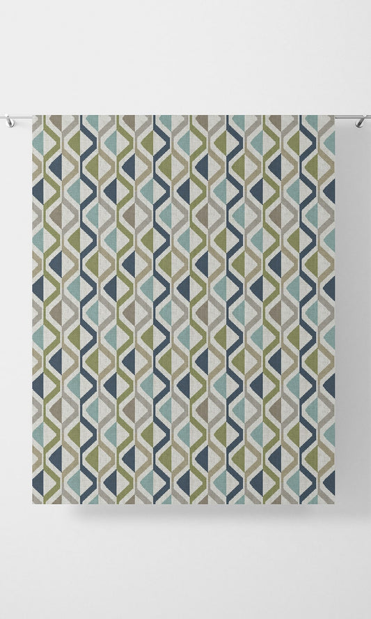 Chevron Striped Home Décor Fabric By the Metre (Blue/ Green/ Grey)