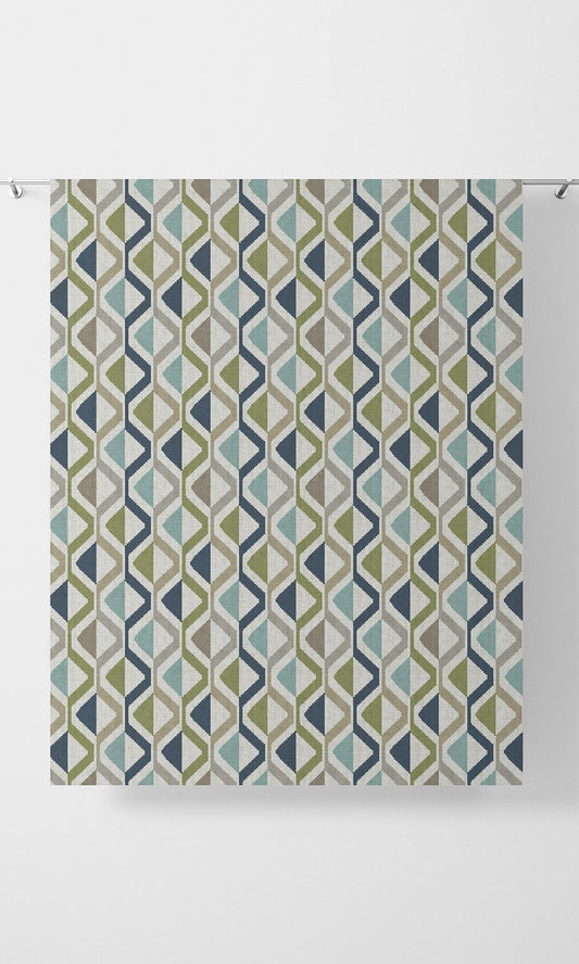 Chevron Striped Home Décor Fabric Sample (Blue/ Green/ Grey)