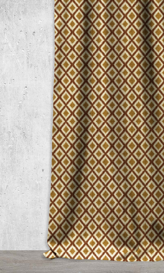 Diamond Patterned Ikat Drapes (Gold/ Orange)