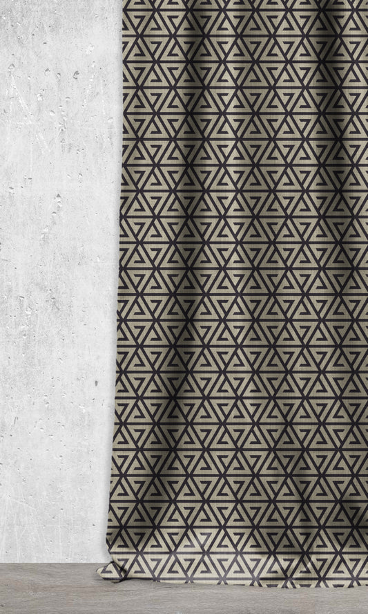 Geometrical Pattern Home Décor Fabric Sample (Black/ Stone Grey)