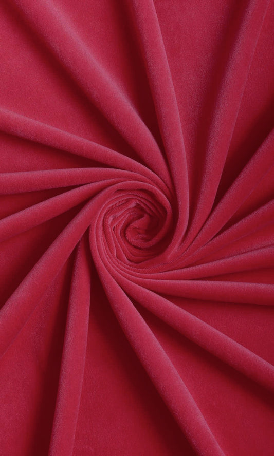 Velvet Home Décor Fabric By the Metre (Raspberry Red/ Pink)