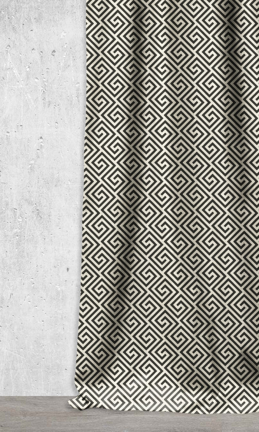 Print Home Décor Fabric By the Metre (Black/ Ivory)