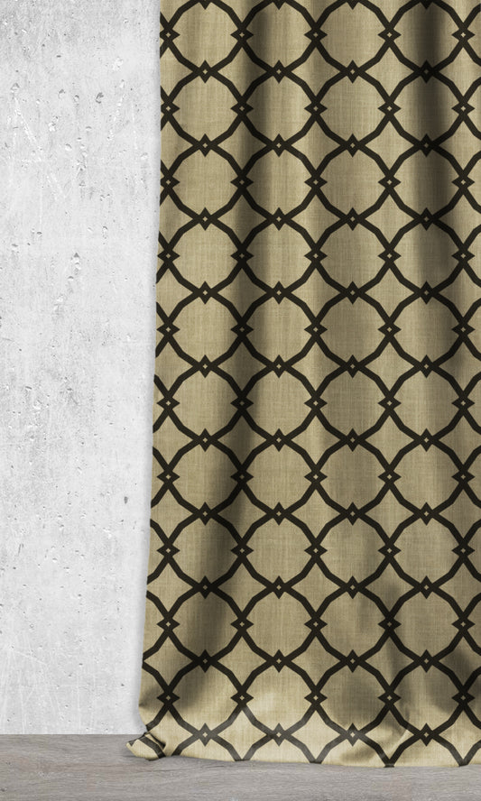 Modern Print Curtains (Black/ Khaki Brown)