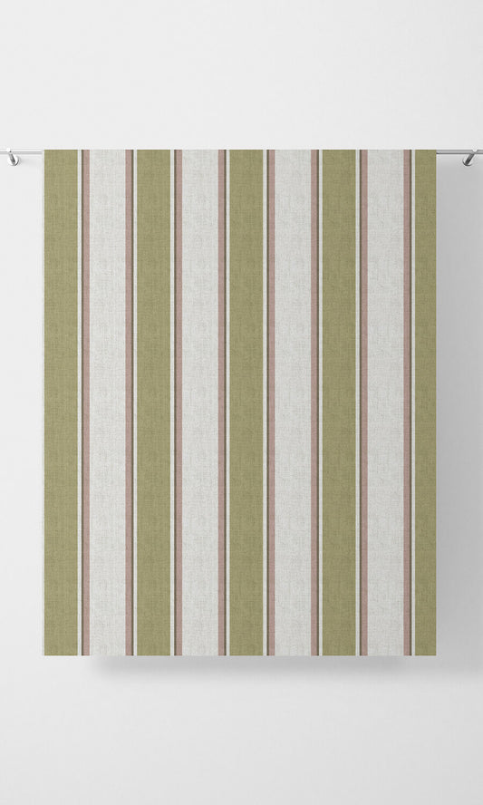 Striped Home Décor Fabric Sample (Green/ Pink/ White)