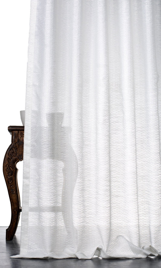 Textured Sheer Home Décor Fabric By the Metre (White)