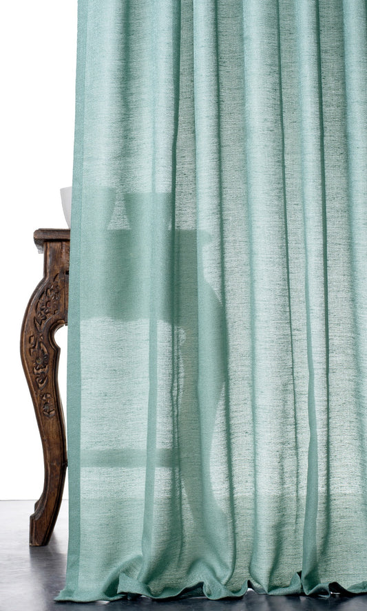 Plain Sheer Curtain Panels (Turquoise Green)