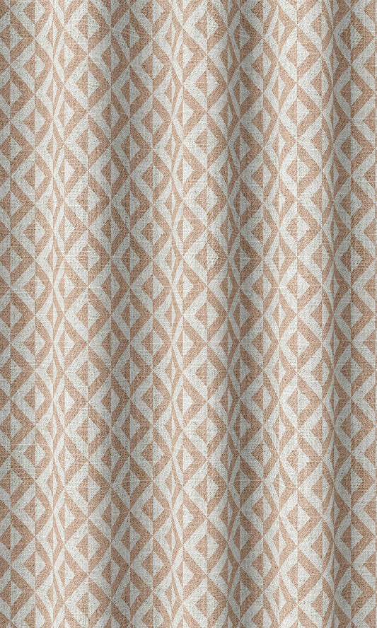 Modern Geometric Print Home Décor Fabric By the Metre (Blush Pink/ White)