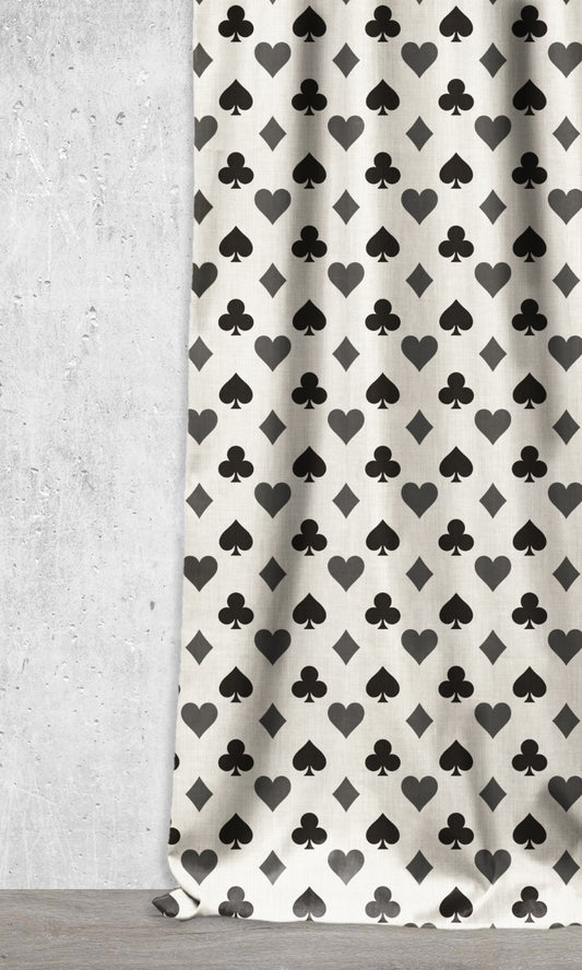 Modern Geo Print Drapes (Black/ Milky White)