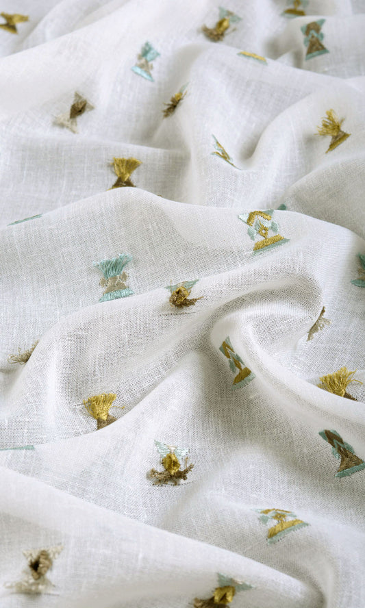 Semi Sheer Home Décor Fabric Sample (Pale Green/ Sky Blue/ White)